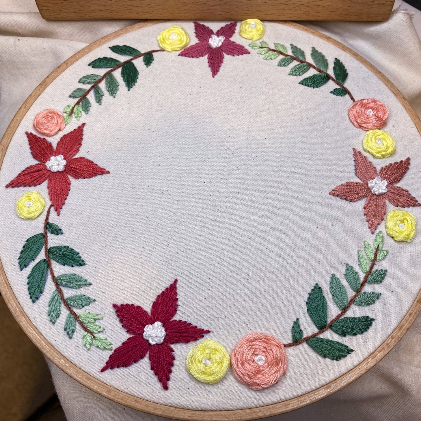 Embroidery for beginners PDF pattern: Lily wreath