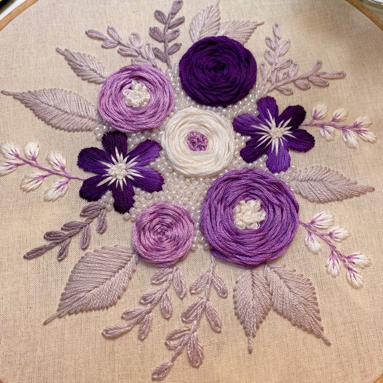 Embroidery for beginners PDF pattern: purple bouquet